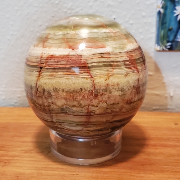 Onyx Banded Green Calcite Sphere Large - Picture 5 of 9